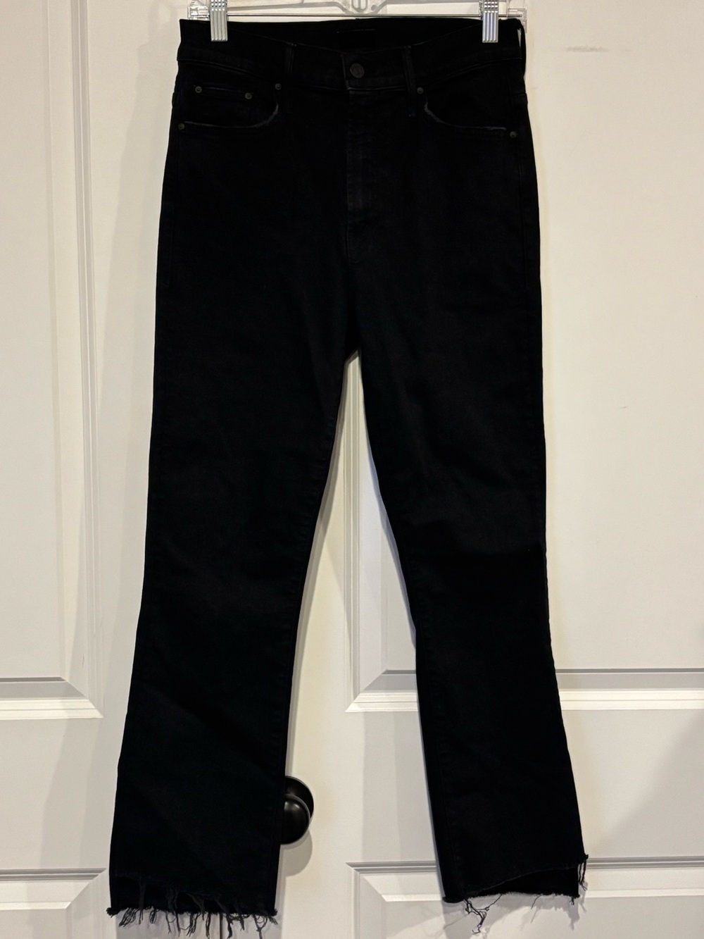 MOTHER Insider Crop Step Fray Not Guilty Black Raw Hem Jeans 28